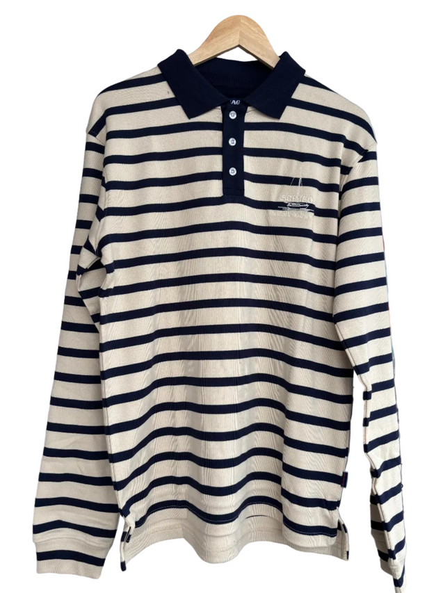 Sebago French Stripe Rugger Sweater Herre - White/Navy -