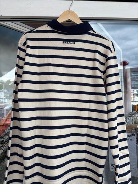 Sebago French Stripe Rugger Sweater Herre - White/Navy -