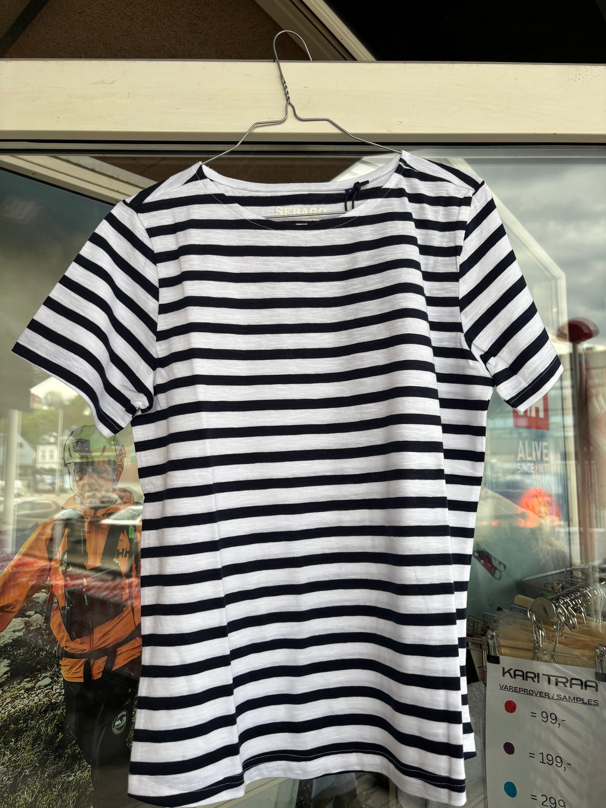 Sebago Striped Slub Tee T-shirt Herre - Navy/White -