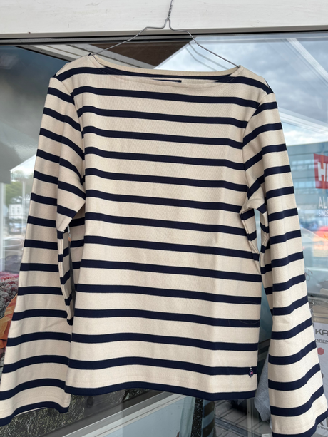 Sebago Stripe French Sweater Dame - White/Navy -