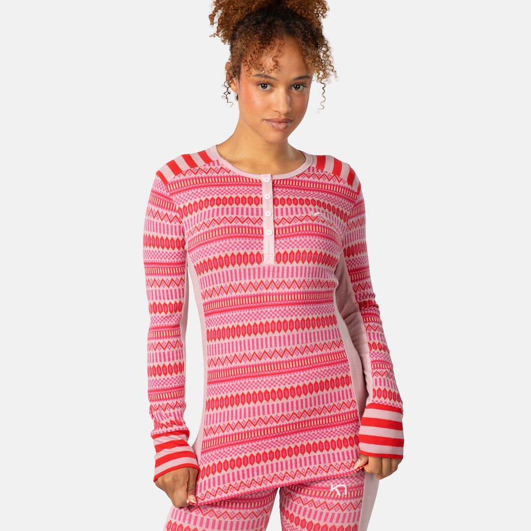 Kari Traa Åkle Long Sleeve High Waist Skiundertøj Sæt Dame - Gum Pink - XL