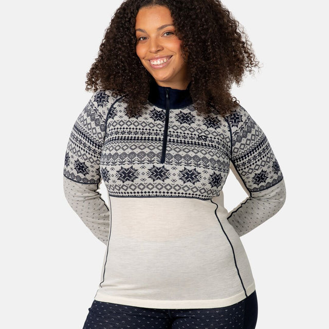 Kari Traa Vilma Half Zip High Waist Skiundertøj Sæt Dame - Natural White / Royal -