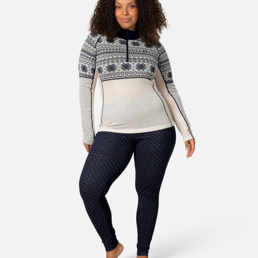 Kari Traa Vilma Half Zip High Waist Skiundertøj Sæt Dame - Natural White / Royal
