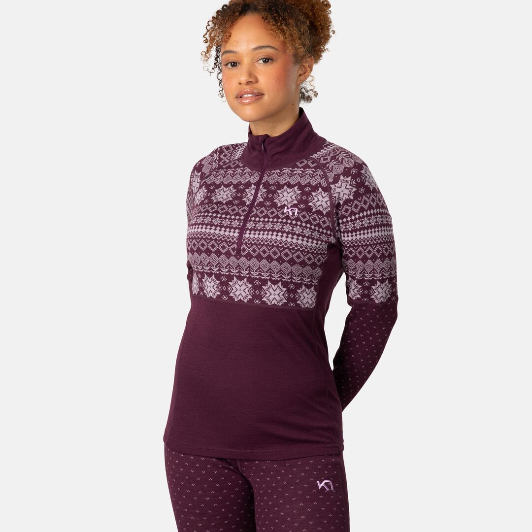 Kari Traa Vilma Half Zip Skiundertrøje Dame - Wine - Wine