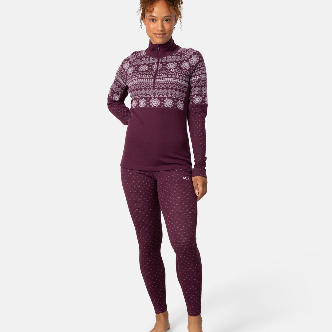 Kari Traa Vilma Half Zip Skiundertrøje Dame - Wine -