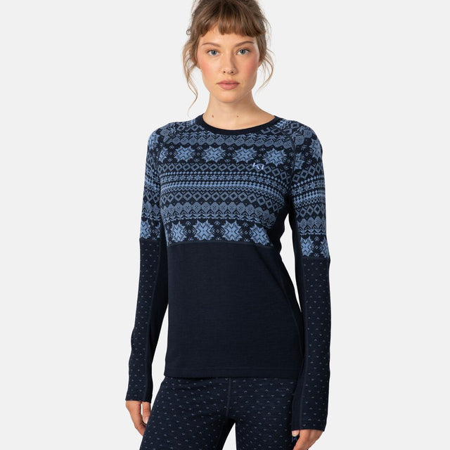 Kari Traa Vilma Long Sleeve High Waist Skiundertøj Sæt Dame - Sea -