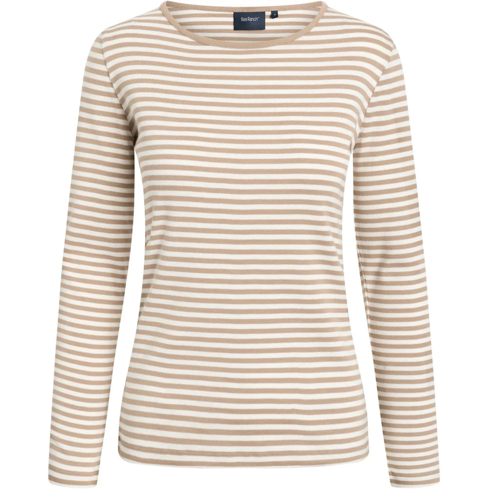 Sea Ranch Josefine Langærmet T-shirt Dame - Camel / Pearl -