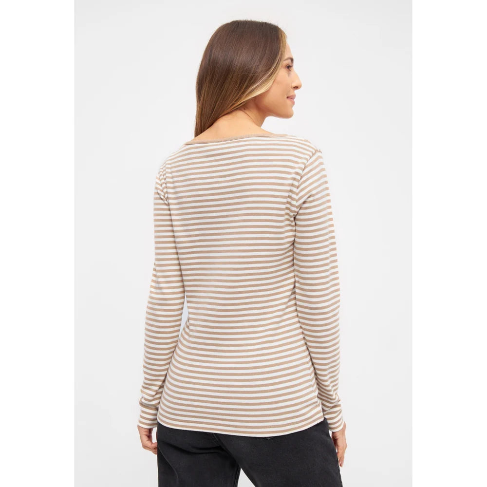 Sea Ranch Josefine Langærmet T-shirt Dame - Camel / Pearl -