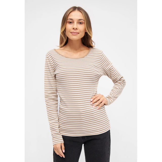Sea Ranch Josefine Langærmet T-shirt Dame - Camel / Pearl - Camel Pearl