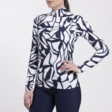 Kjus Women's Motion Print Half-Zip Midlayer Dame - KJUS Navy/White - KJUS Navy White