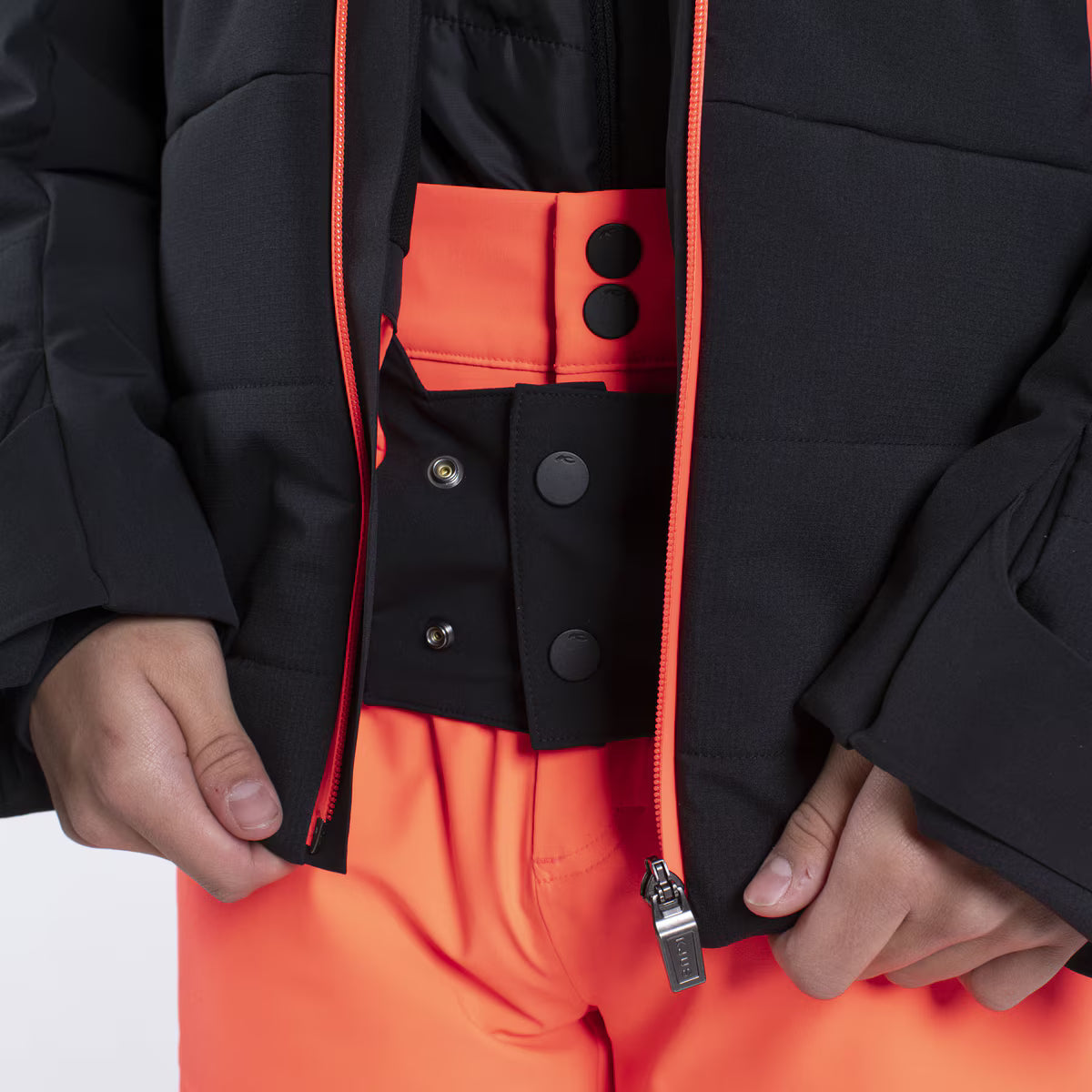 KJUS Boys' Edge Jacket Skijakke Børn - Black/Solar Flare