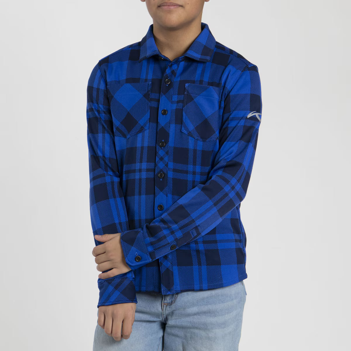 KJUS Boys' Ray Warm Shirt Skjorte Børn - Trailblazer/Atlanta Blue - Trailblazer Atlanta Blue