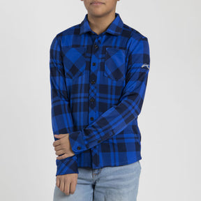 KJUS Boys' Ray Warm Shirt Skjorte Børn - Trailblazer/Atlanta Blue - Trailblazer Atlanta Blue