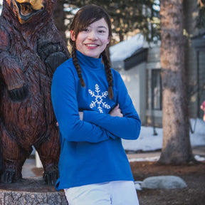 Kjus Girls' Snow Pullover - Sapphire/White - Sapphire White