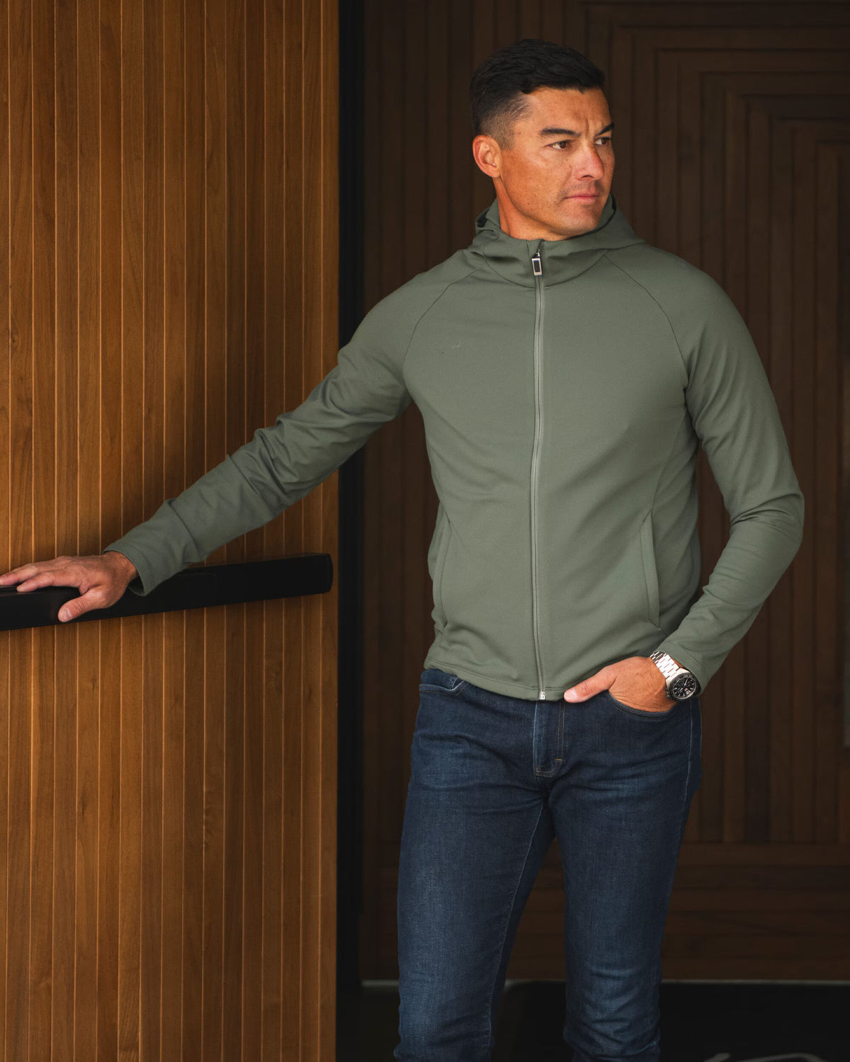 Kjus Men's Charge Hooded Midlayer Mellemlag Herre – Green Slate
