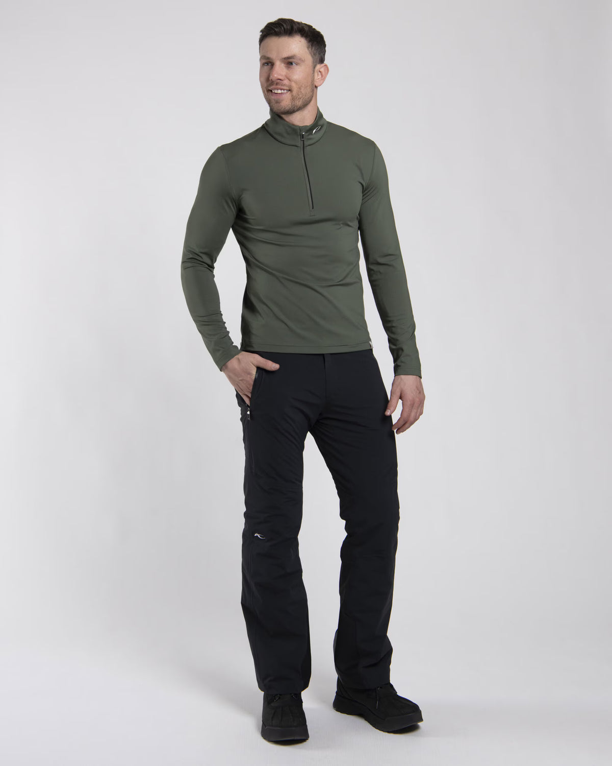 Kjus Men's Feel Midlayer Half-Zip Herre - Green Slate/Black