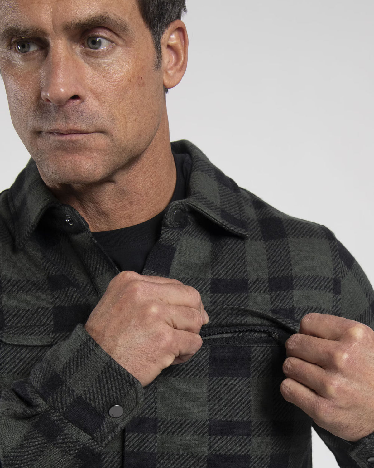 Kjus Men Yellowstone Shirt Skjorte Herre - Green Slate/Black - - K01207_K0120702_D02