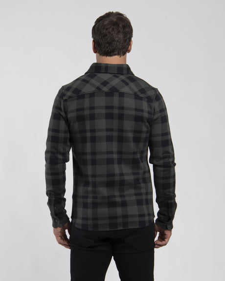 Kjus Men Yellowstone Shirt Skjorte Herre - Green Slate/Black - - K01207_K0120702_MB