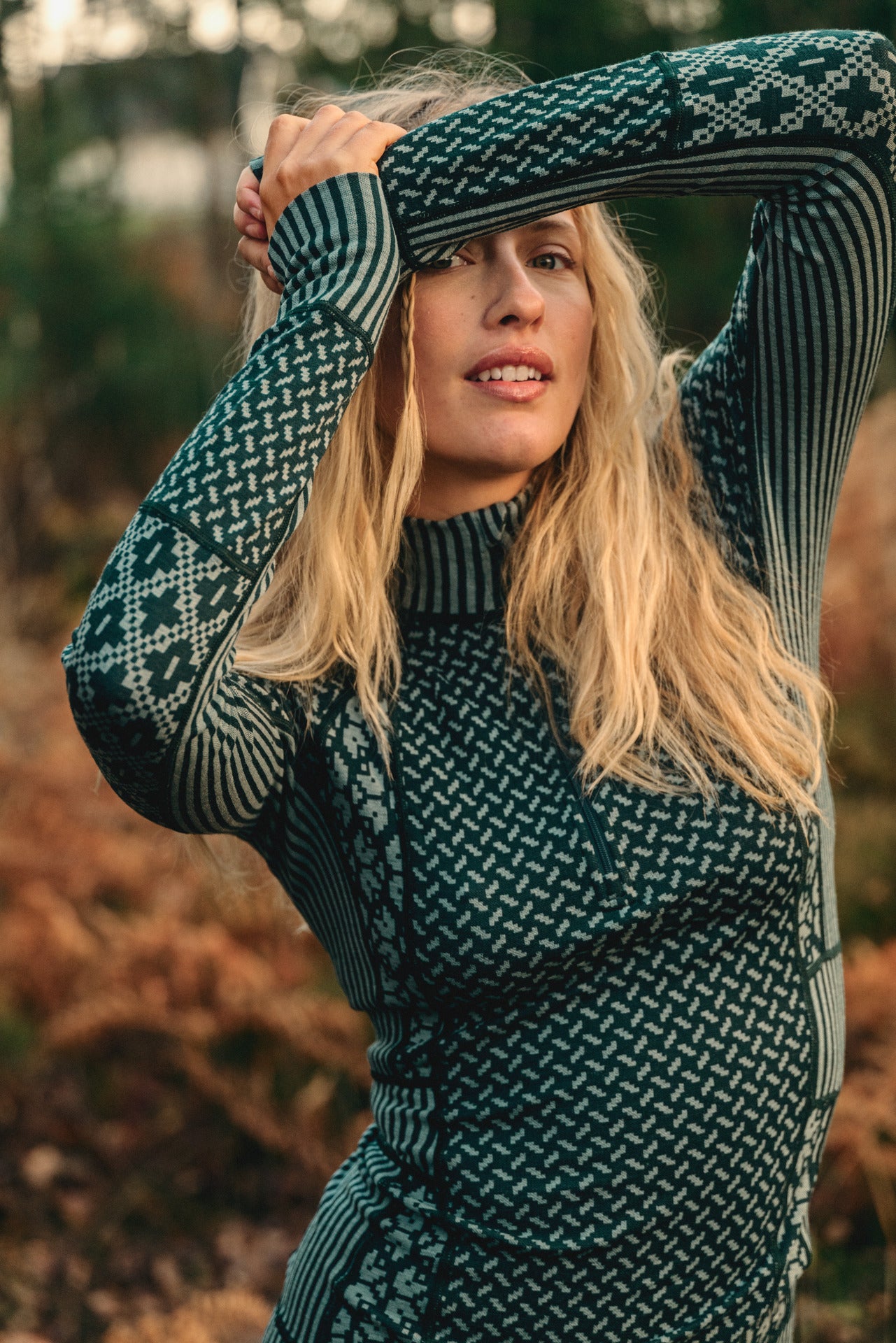 Kari Traa Smekker Long Sleeve Skiundertøj Sæt Dame - Pine Green -