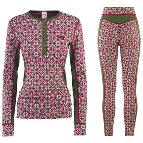 Kari Traa Rose Long Sleeve High Waist Skiundertøj Sæt Dame - Tweed - XXL