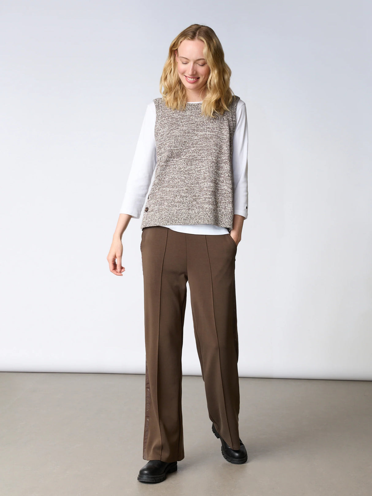 Redgreen Woman Katalina Strikvest Dame – Dark Brown Melange