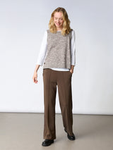 Redgreen Woman Katalina Strikvest Dame – Dark Brown Melange