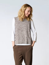 Redgreen Woman Katalina Strikvest Dame – Dark Brown Melange