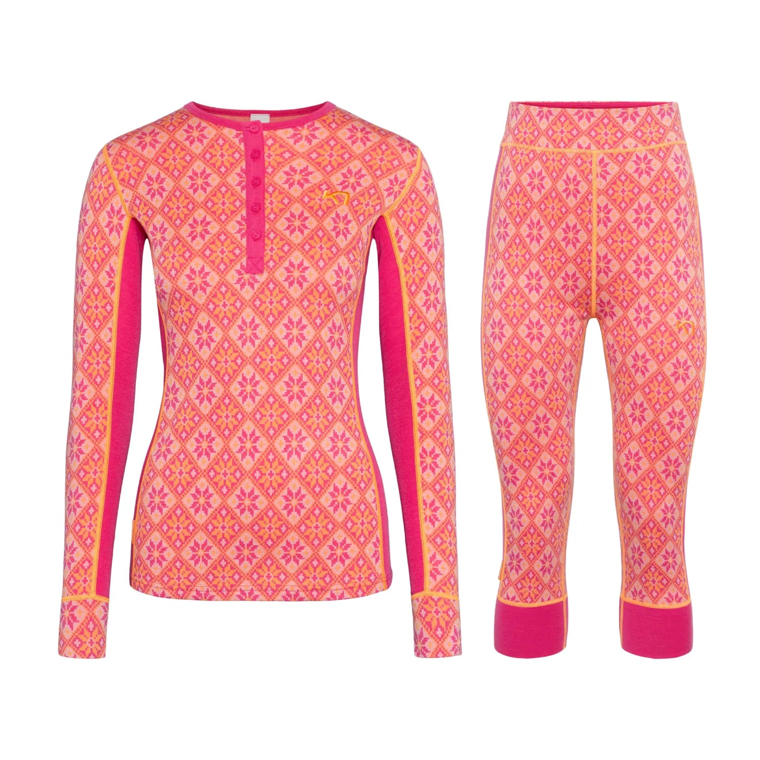 Kari Traa Rose Long Sleeve & Capri Skiundertøj Sæt Dame - Berry Pink - XXL
