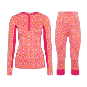 Kari Traa Rose Long Sleeve & Capri Skiundertøj Sæt Dame - Berry Pink - XXL
