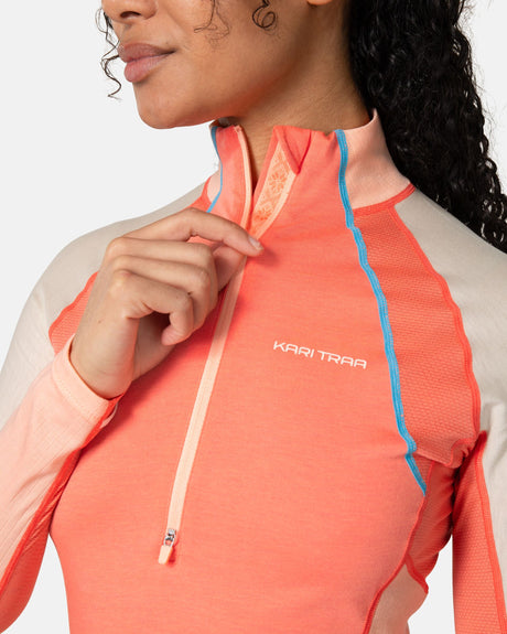 Kari Traa Alma Half-Zip Skiundertrøje Dame - Coral -