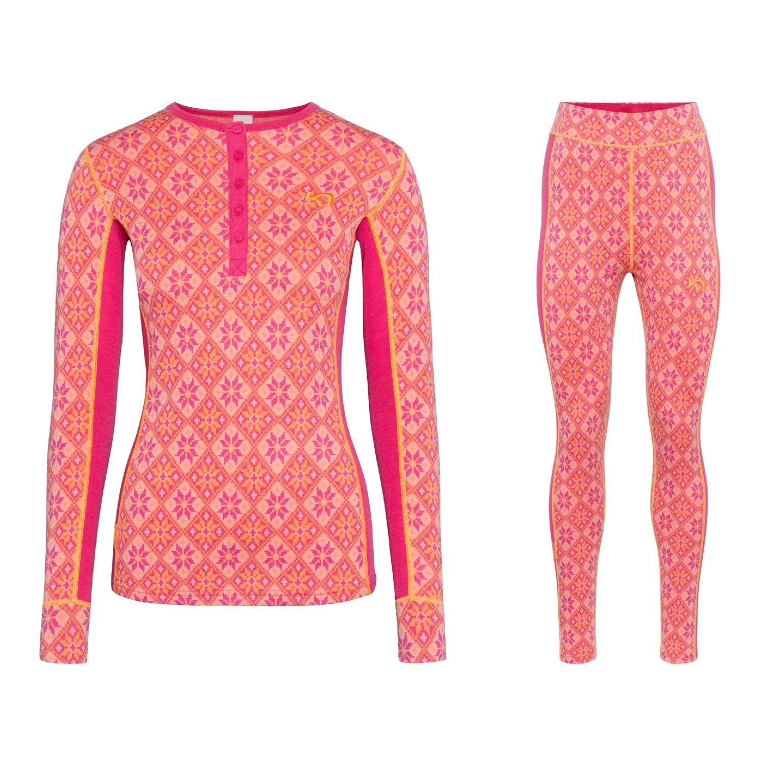 Kari Traa Rose Long Sleeve High Waist Skiundertøj Sæt Dame - Berry Pink - XXL