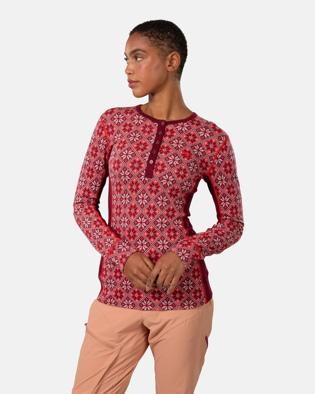 Kari Traa Rose Long Sleeve High Waist Skiundertøj Sæt Dame - Rouge Red -