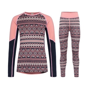 Kari Traa Malia Long Sleeve Skiundertøj Sæt Dame - Pastel Dusty Pink - XXL