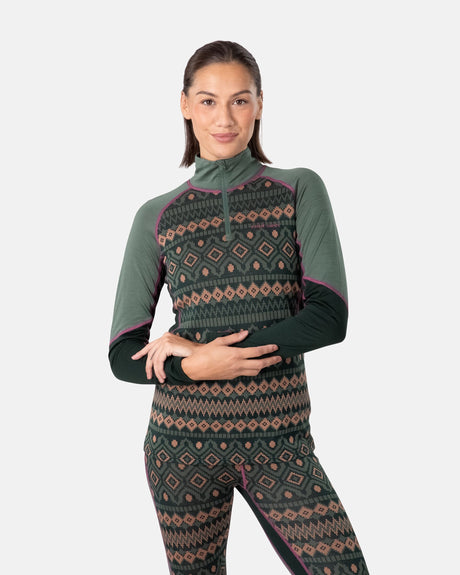 Kari Traa Malia Half-Zip Skiundertrøje Dame - Murk Green -