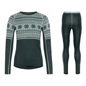 Kari Traa Vilma Long Sleeve Skiundertøj Sæt Dame - Pine Green - XL