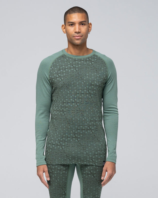Bula Geo Merino Wool Crew Skiundertrøje Herre - Ivy - Ivy