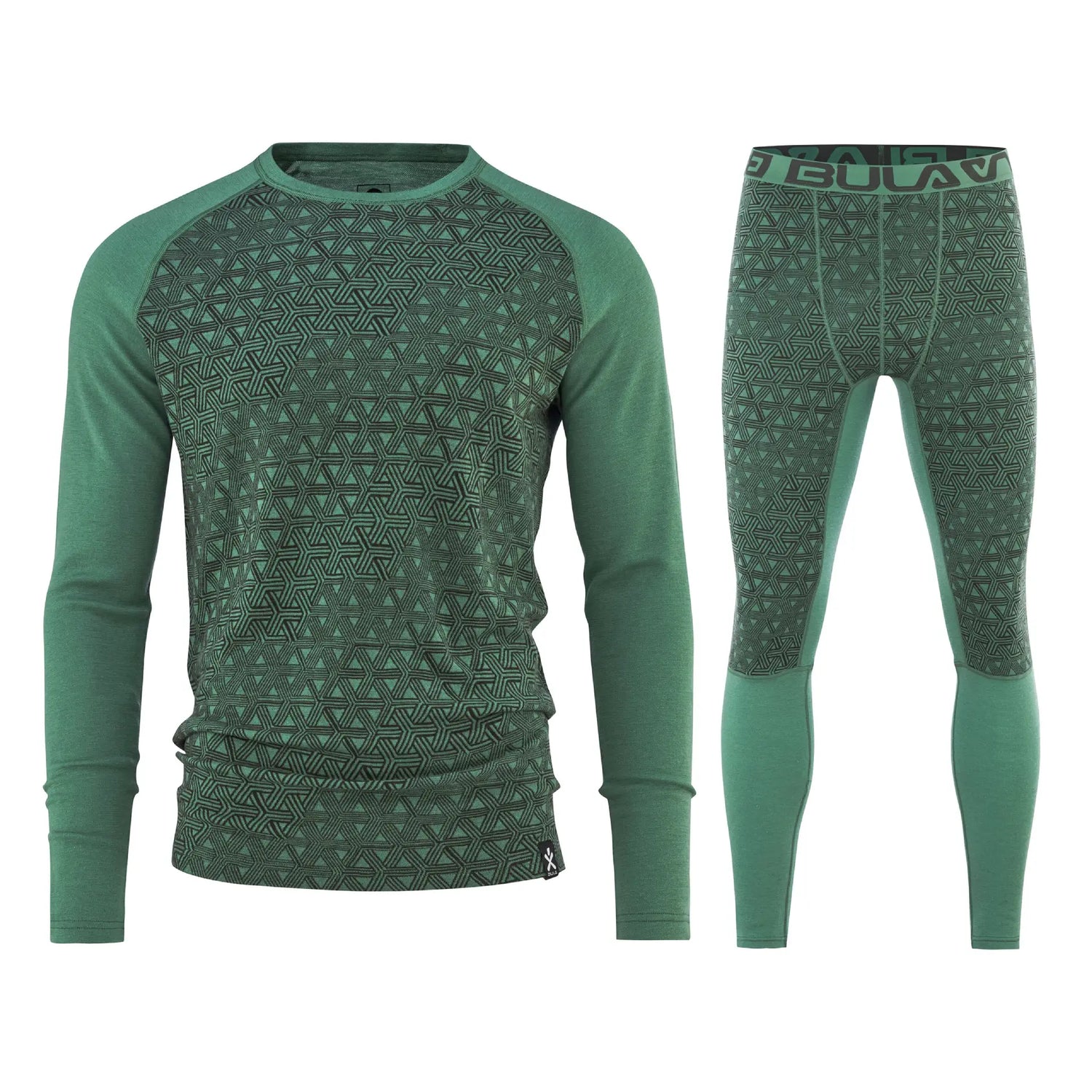 Bula Geo Merino Wool Crew Skiundertøj Sæt Herre - Ivy - XL