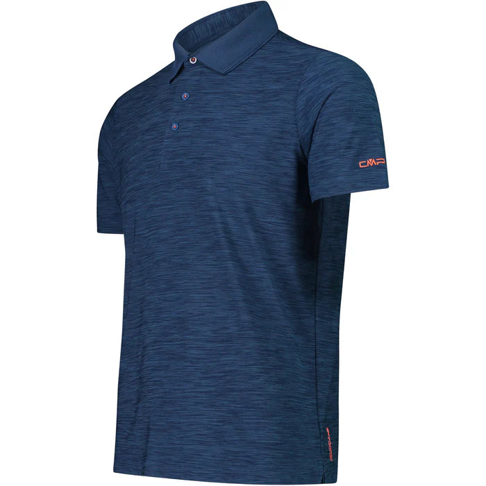 CMP Men's Mèlange Stretch Jersey Poloshirt Polo T-shirt Herre - Ocean Melange -