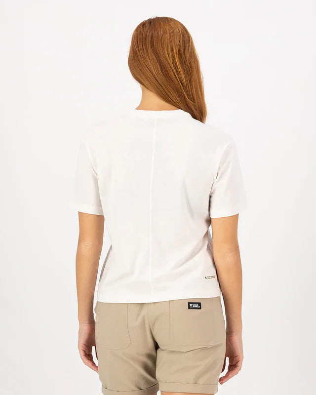 Mons Royale Yonder Merino Organic Cotton T-Shirt Dame - Vintage White -