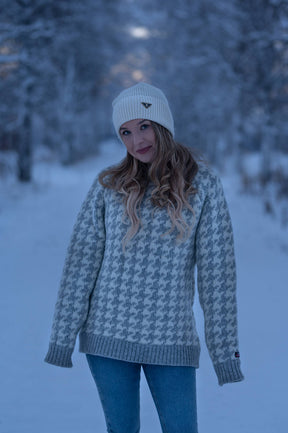 Norwool Pied de Coq Islandsk Sweater Dame - 100% Ren Ny Uld -
