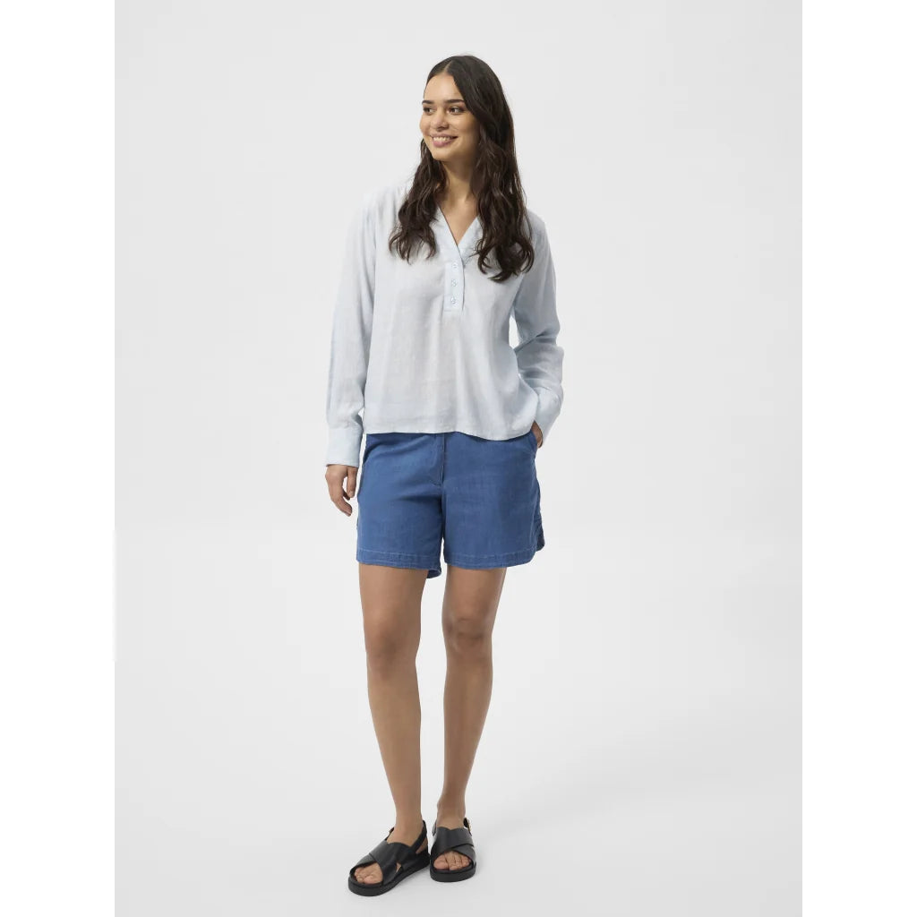 Redgreen Woman Amber Shirt Dame – Sky Blue | Klassisk langærmet skjorte