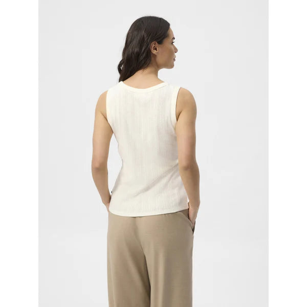 Redgreen Woman Cobi Tank Top Dame – Off White | Bomuldstop med pointelle