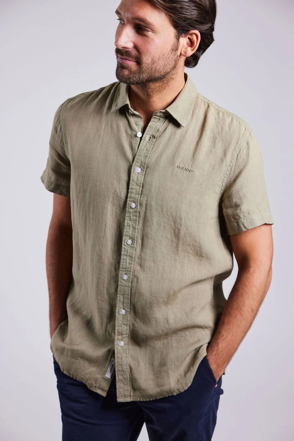 Sebago Linen Shirt Short Sleeve Kortærmet skjorte Herre