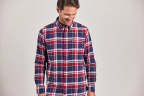 Sebago Tom Flannel Check Shirt Skjorte Herre - Navy/Red - Navy Red