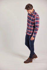 Sebago Tom Flannel Check Shirt - Navy Red