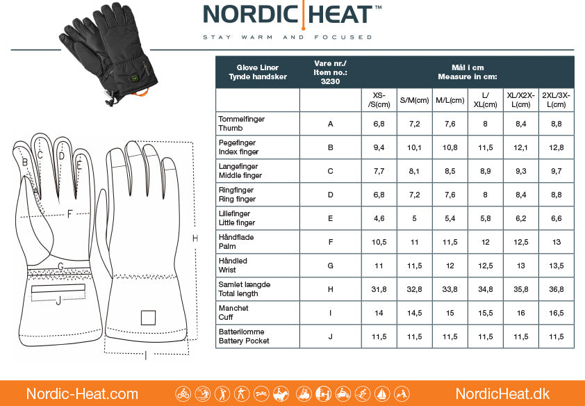 Nordic Heat Tactical Liner Handsker med varme + batteripakke -