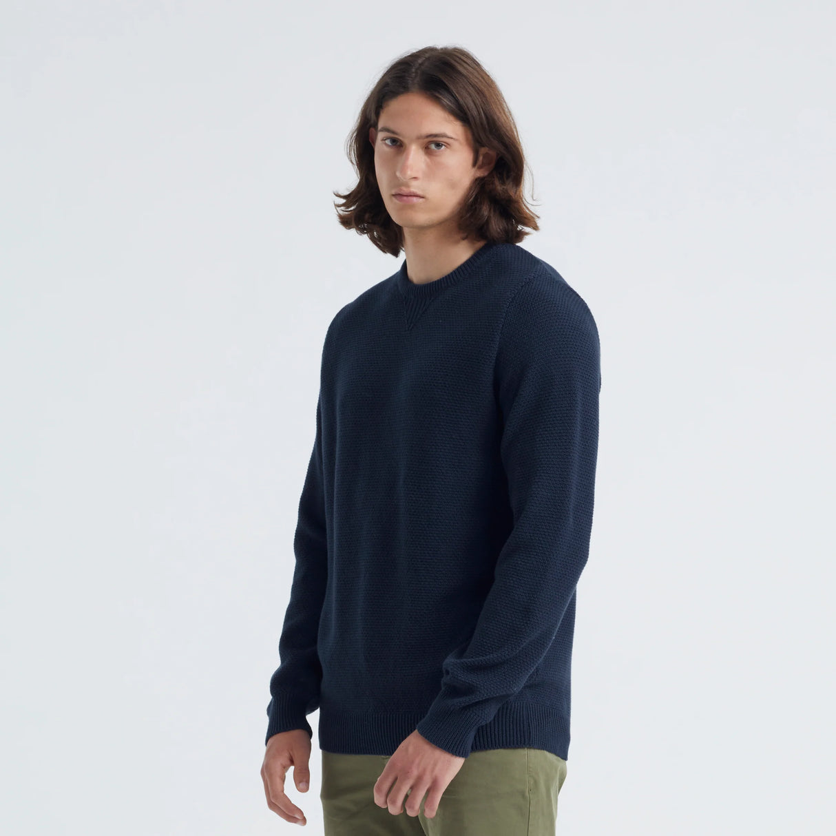 By Garment Makers The Organic Waffle Knit Striktrøje Herre - Navy Blazer - Navy Blazer