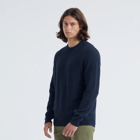 By Garment Makers The Organic Waffle Knit Striktrøje Herre - Navy Blazer - Navy Blazer