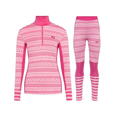 Kari Traa Åkle Half Zip High Waist Skiundertøj Sæt Dame - Berry Pink - XL
