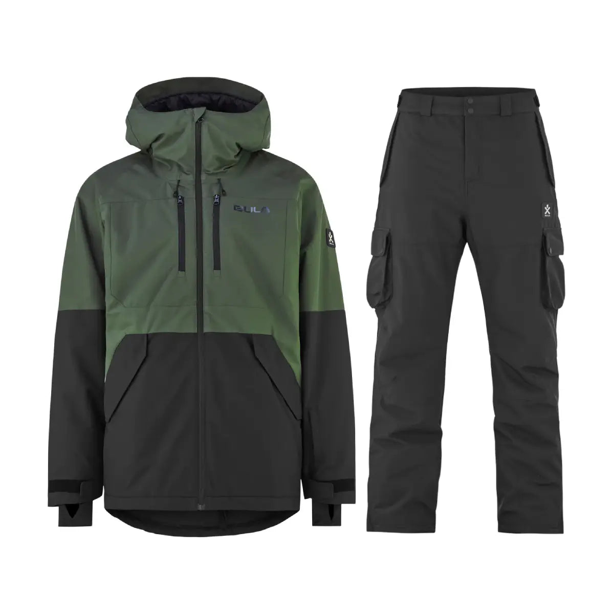 Bula Liftie Insulated Jacket & Pant Skisæt Herre - Dolive / Black - XL